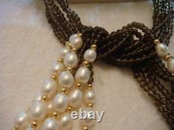 Quartz and Freshwater Pearl Scarf Necklace with appraisal