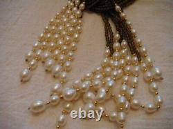 Quartz and Freshwater Pearl Scarf Necklace with appraisal