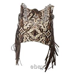 Raviani New Shoulder Bag with Fringe In Ivory Laredo WithCrystal Chain