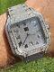 Real Stainless Steel Mens Watch Iced Simulated Diamond Hip Hop Bust Down Square