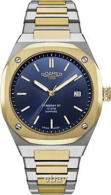 Roamer 854833 47 45 50 Stingray R7 blue silver gold Stainl. Steel Men's Watch NEW