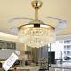 Rose Gold LED Crystal Ceiling Invisible Fan Light Lamp Luxury Chandelier 42