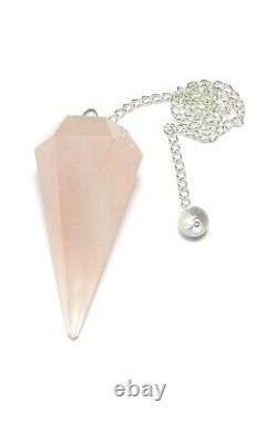 Rose Quartz Faceted Cone Pendulum Healing Dowsing Crystal Pendulum