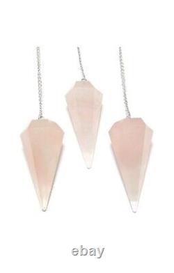Rose Quartz Faceted Cone Pendulum Healing Dowsing Crystal Pendulum