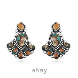 Santa Fe Style 925 Silver Turquoise Dangle Earrings Crystal Necklace Set Ct 7.3