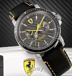 Scuderia Ferrari Watches SALE! Quartz Black withYellow Multi-Dial Mens Turbo 44mm