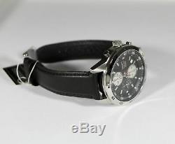 Seiko Chronograph Black Dial Stainless Steel Leather Strap Men's Watch SKS649P1