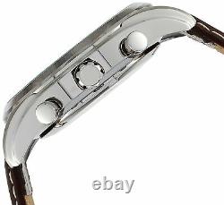 Seiko Chronograph SSB181 Silver Tone Dial Brown Leather Band Men's Watch