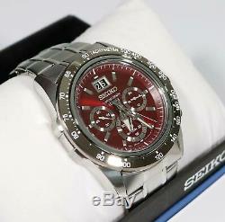 Seiko Men's Quartz Chronograph Red Dial Watch SPC243P1