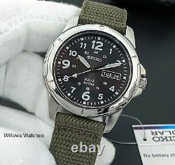 Seiko Solar SNE095P2 Mens 100m Military Style Watch Brand New