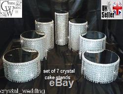Set of 7 tiered ascending style Wedding cake crystal effect display stands