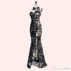 Sexy Crystal Long Formal Evening Dress Mermaid Celebrity Pageant Party Prom Gown