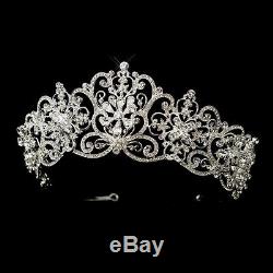 Silver Crystal Rhinestone Royal Princess Wedding Bridal Pageant Prom Tiara Crown