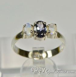Solid Crystal Opal Ring Topaz Australian Gemstone Birthstone Cocktail Jewellery
