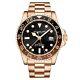 Stuhrling Aqua-Diver 3965 Swiss Quartz Men's Rose Gold Bracelet Black Dial Watch