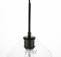 Swag Lamp Glass Shade Living Dining Room Bedroom Black Pendant Fixture 1 Light