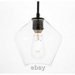 Swag Lamp Glass Shade Living Dining Room Bedroom Black Pendant Fixture 1 Light