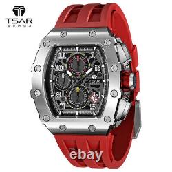 TSAR BOMBA Men's Watches Silicone Band Sport Chronograph Waterproof Wrist Watch