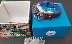 Timex X Pan Am Day Date 42mm Brown Leather Blue Dial TWG030100