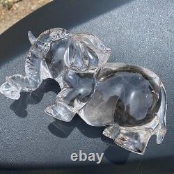 Top! Natural Clear Crystal Elephant Skull Quartz Crystal Carved Reiki Decoration