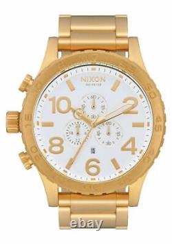 US NEW NIXON Watch Mens 51-30 CHRONO GOLD WHITE FACE A083508 Mens GIFT FAST SHIP