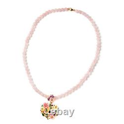 Valentines Garnet 925 Silver Rose Quartz Red Heart Necklace Size 18 Ct 118.5