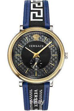 Versace Men's Watch VEBQ01419 V Circle Leather Swiss Made Brand Watch New