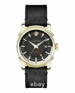 Versace Mens Gold 42 mm GMT Vintage Strap Watch VEV300319
