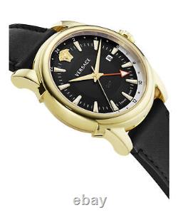 Versace Mens Gold 42 mm GMT Vintage Strap Watch VEV300319