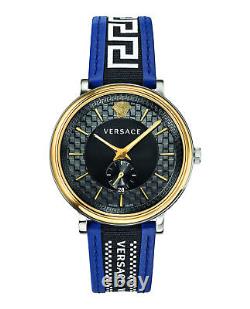 Versace Mens Ion Plated Yellow Gold 42 mm V-Circle Strap Watch VEBQ01419