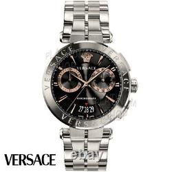 Versace VE1D01019 Aion Chronograph black silver Stainless Steel Men's Watch NEW