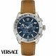 Versace VERG00218 Casual Chrono blue silver brown Leather Men's Watch NEW