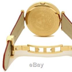 Versace Womens VCO120017 Palazzo Empire Red Leather Gold Swiss Made Brand Watch