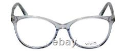 Vivid Designer Reading Eyeglasses Splash 75 in Blue Sparkle Crystal 52mm Cateye