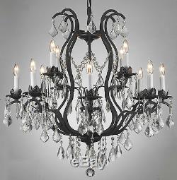 WROUGHT IRON CRYSTAL CHANDELIER LIGHTING CHANDELIERS W28 x H30