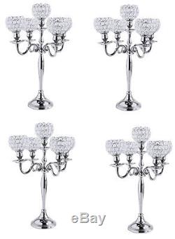 Wholesale Crystal 5 Arm Candelabra Votive Candle Holder Wedding Centerpieces 4Pc