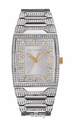 Wittnauer Men's Quartz Crystal Accents Silver-Tone Bracelet 43mm Watch WN3036