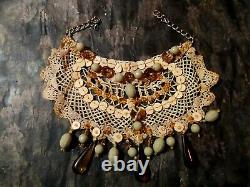 Woman necklace choker jewelry embroidered crystal stone collar gothic collier 14