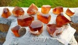 Wow 1 Kg 80 Grams Huge Lot of 12 great quality honey brown color topaz crystals